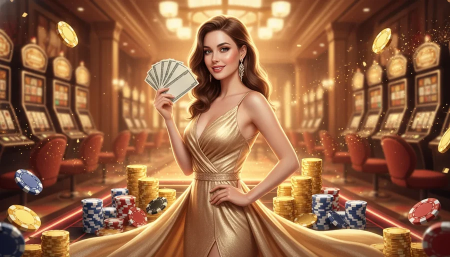Luminous Casino lobby with featured slots and live dealer tables